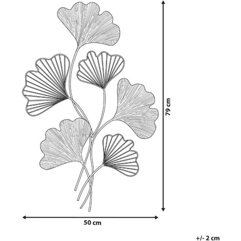 Modern Wall Decor Leaves Metal Art Natural Pattern Accent Piece Golden Indium