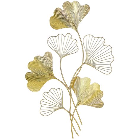 Modern Wall Decor Leaves Metal Art Natural Pattern Accent Piece Golden Indium