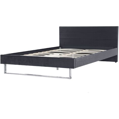 Modern Glam Velvet Fabric EU Super King Size Bed Frame 6ft Grey Bellou