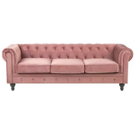 Sofa 3 Seater CHESTERFIELD Velvet Pink
