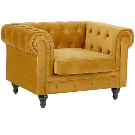 Armchair CHESTERFIELD Velvet Mustard