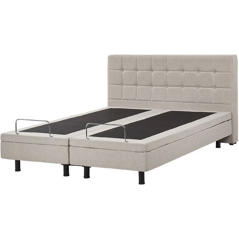 Modern EU King Size 5ft3 Electric Bed Adjustable Remote Control Linen Beige Duke