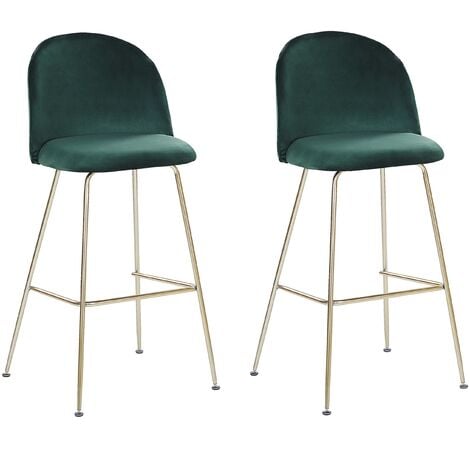 Glam Bar Dining Chairs Set Upholstered Velvet Seat Steel Base Green Arcola