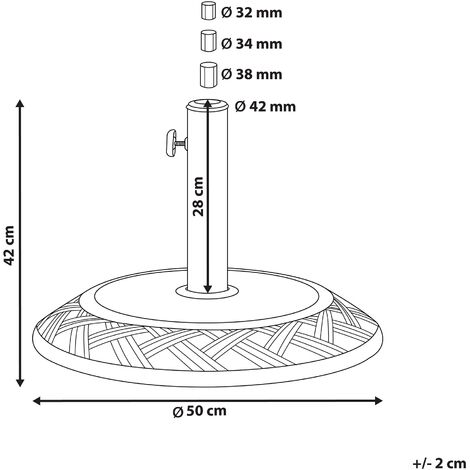 Modern Outdoor Garden Round Parasol Base Black Concrete 3 Pole Adapters Capaci