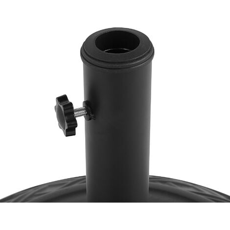 Modern Outdoor Garden Round Parasol Base Black Concrete 3 Pole Adapters Capaci