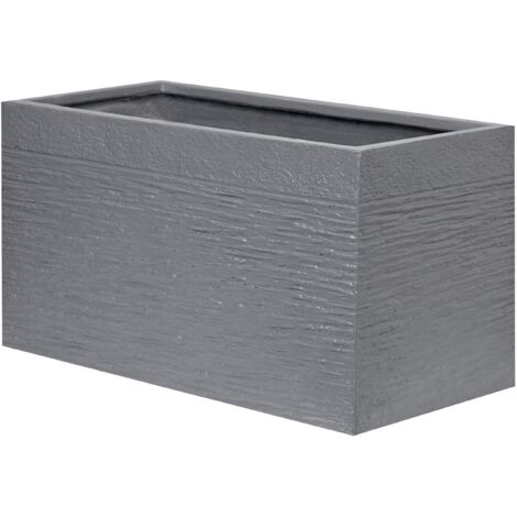 Modern Outdoor Garden Flower Pot Planter Fiber Clay 60 x 29 x 30 cm Grey Myra