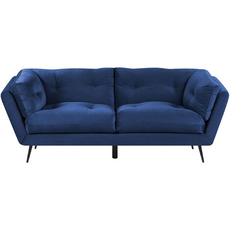 Blue velvet deals tufted sofa