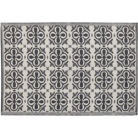 Indoor Outdoor Area Rug Mat 120 x 180 cm Synthetic Black and White