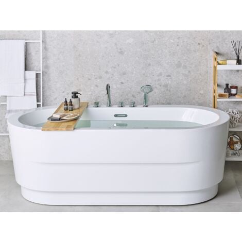 Freestanding Bathtub Sanitary Acrylic 170 x 80 cm with Fixtures White Empresa