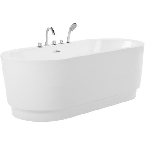 Freestanding Bathtub Sanitary Acrylic 170 x 80 cm with Fixtures White Empresa