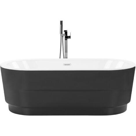 Freestanding Bathtub Sanitary Acrylic Oval Rounded Edges 170 x 80 cm Black Empresa - Black