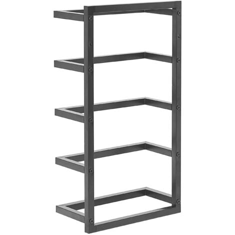 Modern Hanging Towel Rack Wall Mounted Storage Chromed Steel Black Cintra