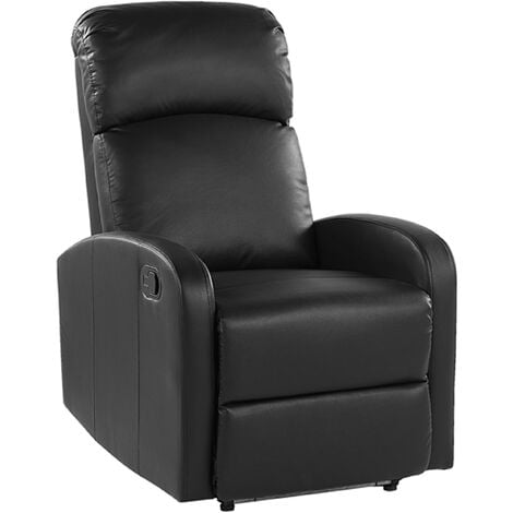 Upholstered Faux Leather Recliner Chair Blue LED USB Port Armchair Black Virrat - Black