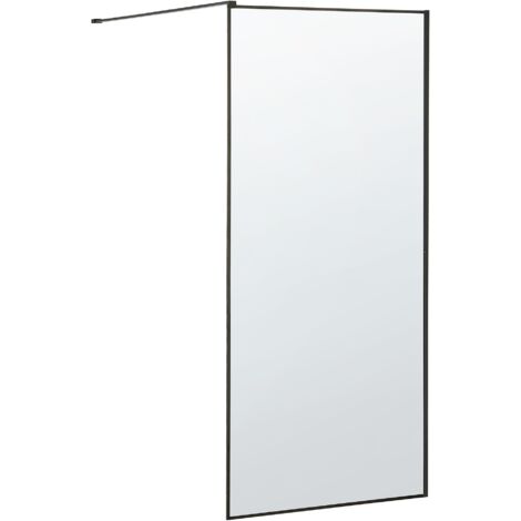 Bathroom Shower Screen Tempered Glass Doorless 100 x 190 cm Black Waspam
