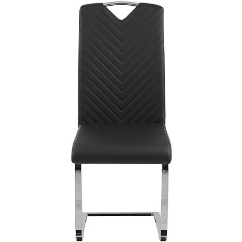 Set of 2 Faux Leather Cantilever Dining Chairs Black Picknes