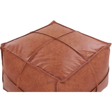 Modern Pouffe Faux Leather Square Ottoman 60 x 45 cm PU Footstool Brown Bori