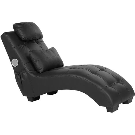Chaise Lounge Black Faux Leather, Black Faux Leather Chaise Lounge