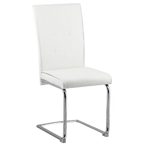Set of 2 Cantilever Dining Chairs Faux Leather Off-White Dining Room Rovard