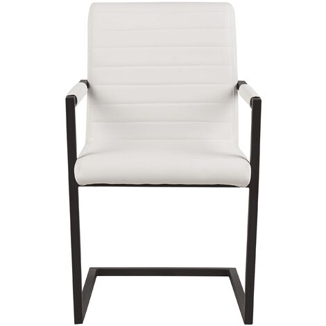 Set of 2 Cantilever Chairs Faux Leather Off-White Dining Room Conference Buford