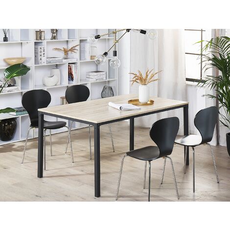 Dining Table Scandinavian Black with Light Wood Metal Legs 150 x 90 cm Hockley