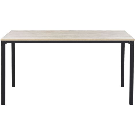 Dining Table Scandinavian Black with Light Wood Metal Legs 150 x 90 cm Hockley