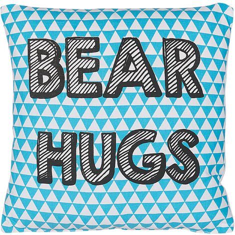 Kids Cushion Bear Hugs Print Blue Cotton No Zip 40 x 40 cm Radzkot