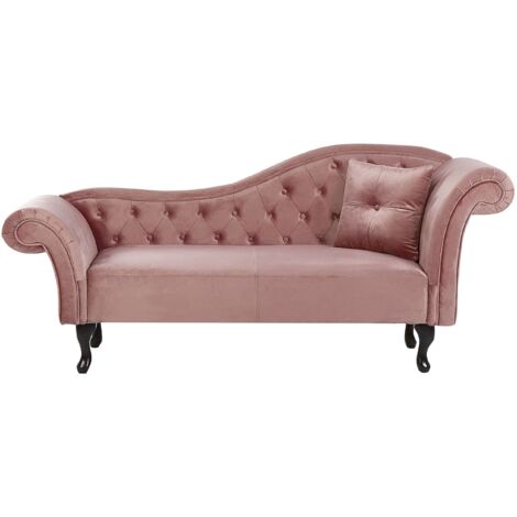 Right-Hand Chaise Lounge LATTES Velvet Pink
