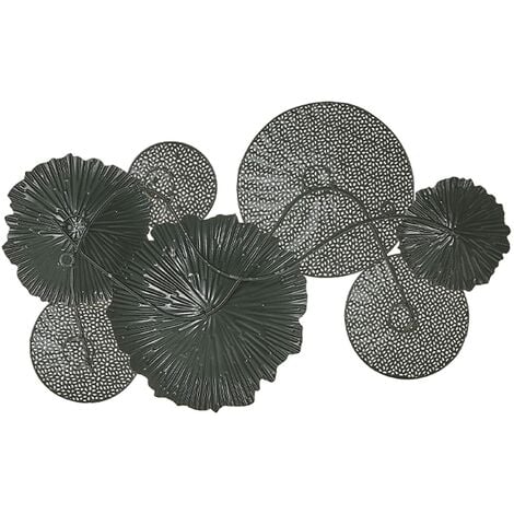 Modern Decorative Wall Art Deco Accent Piece Circles Black and Silver Zirconium