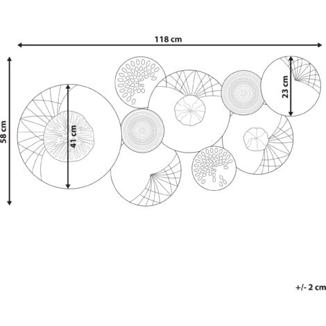 Modern Decorative Wall Art Deco Accent Piece Circles Black and Silver Cesium