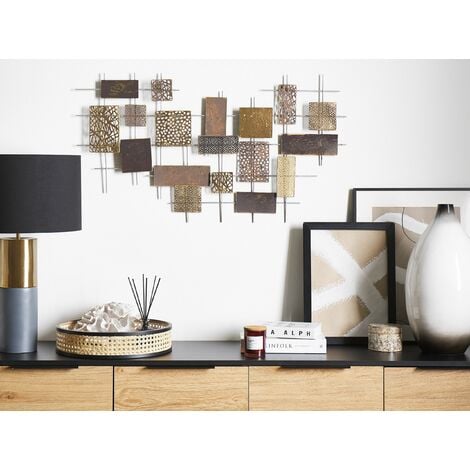 Modern Decorative Wall Art Deco Accent Piece Geometric Pattern Gold Astatine