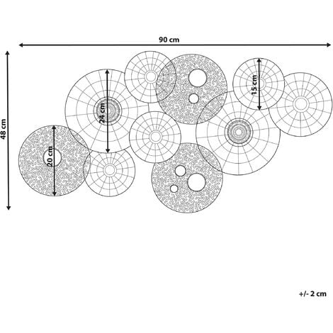 Modern Decorative Wall Art Deco Accent Piece Circles Blue and Beige Hassium