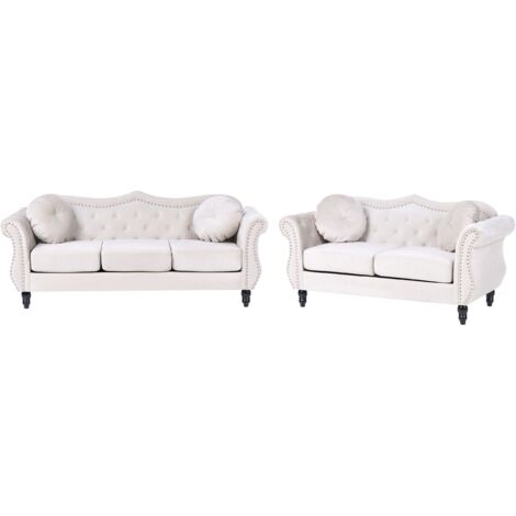 Living Room Set 5 Seater SKIEN Velvet Beige