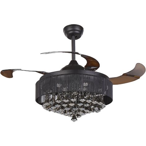 Glam Ceiling Fan with Light Speed Control Light Adjustment Black Peel