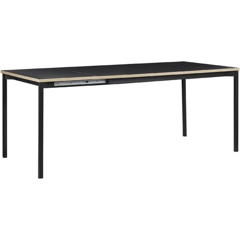 Modern Extending Dining Table 140/190 x 90 cm Black Industrial Kitchen Avis - Black