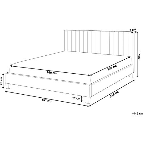 EU Double Bed Frame 4ft6 Faux Leather Headboard Grey Poitiers