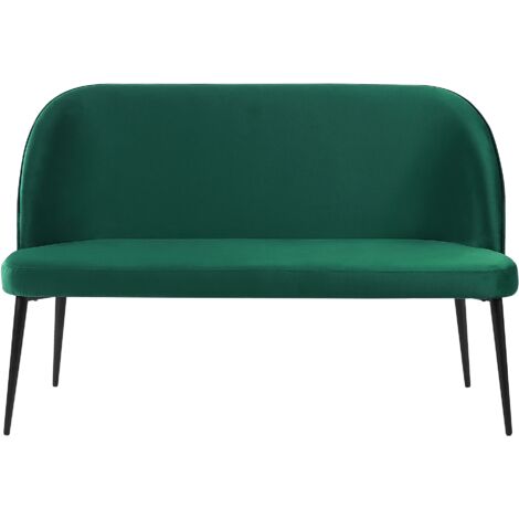 2-Seater Kitchen Sofa Bench Green Velvet Upholstery Black Metal Legs Osby