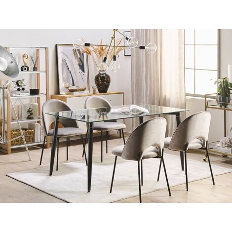 Dining Table HUDSON Transparent 160 Cm 90 Cm Tempered Glass - View #7