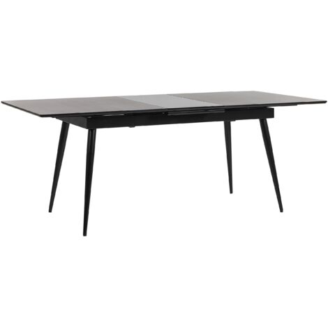 Beliani – Dining table black MDF metal legs extendable 160/200 x 90 cm for 6-8 people – Minimalist design – Adjustable feet for perfect balance (1/4)