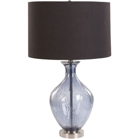 Glass Bedside Table Lamp 70 cm Classic Design Lighting Blue and Black Kelani