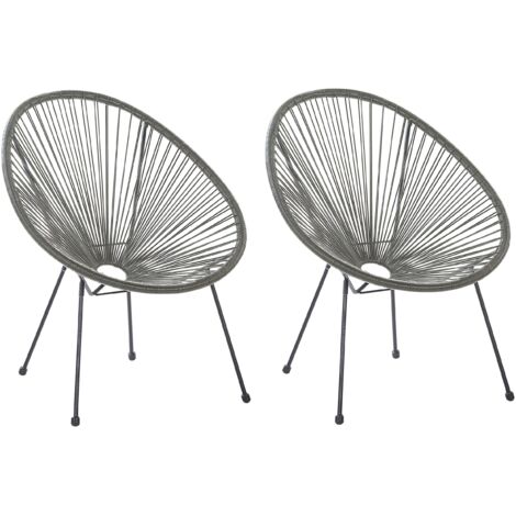 Set of 2 Garden Chairs ACAPULCO II PE Rattan Dark Grey