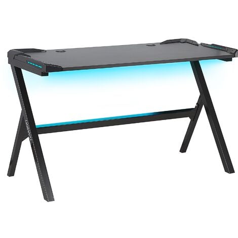 Modern Gaming Desk with RGB LED Light 120 x 60 cm MDF Home Office Black Danvers