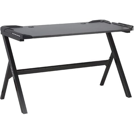 Modern Gaming Desk with RGB LED Light 120 x 60 cm MDF Home Office Black Danvers