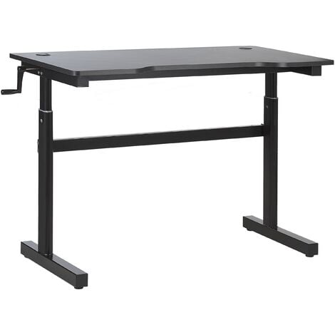Adjustable Gaming Desk with RGB LED Light 120x60 cm MDF Home Office Black Durbin