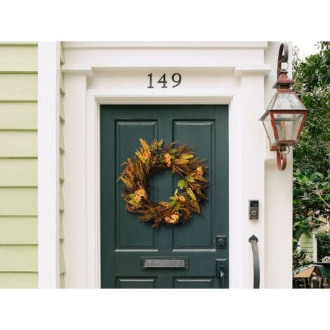 Decorative Artificial Flower Door Wreath ø 50 cm Handmade Orange and Green Adeje
