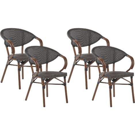 Set of 4 Garden Chairs Stacking Aluminium Frame Textile Seat Grey Caspri