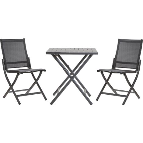 Garden Outdoor Bistro Set Aluminium Table 2 Chairs Grey Caorle - Grey