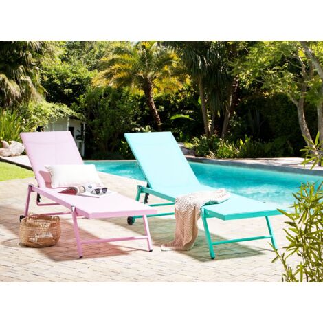 Sun Lounger PORTOFINO Reclining Metal Turquoise