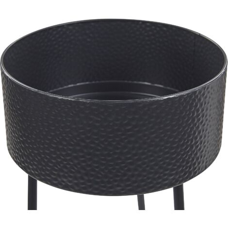 Plant Stand Indoor Outdoor Flower Pot 29 x 26 x 50 cm Metal Black Leika