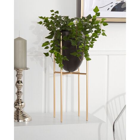Glam Plant Stand Indoor Outdoor Flower Pot 16 x 16 x 41 cm Metal Black Lefki