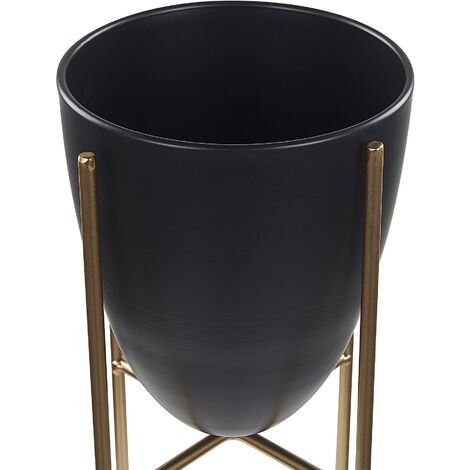 Glam Plant Stand Indoor Outdoor Flower Pot 16 x 16 x 41 cm Metal Black Lefki